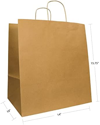 טבעי 14 איקס 10 איקס 15.75 לשאת שקיות [חבילה של 200] למחזור קראפט נייר מתנה, מזון שירות שקיות